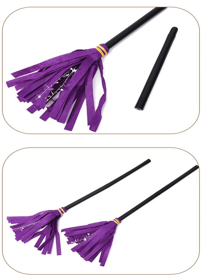 Dzrige Halloween Witch Broom Wizard Broomstick Witch Flying Broom Witch Broom Cosplay Costume Accessories Props for Halloween Haunted House Masquerade Decoration, 31.5 Inch (Purple) - Image 4